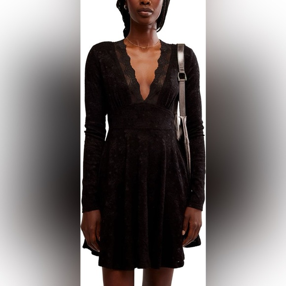 NEW Free People Lace Long Sleeve Mini Dress - Picture 5 of 6